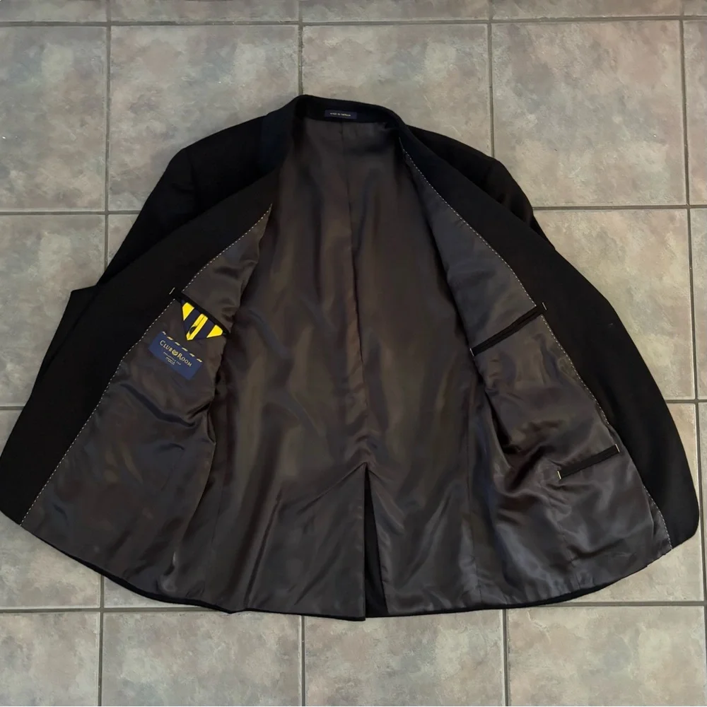 Club Room Cashmere Blazer Macys Men’s 42 Short Solid Black‎ Sport Cost 2 Button